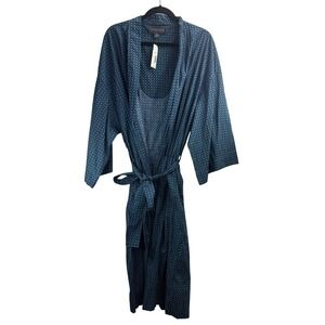 Covington Women's Blue Green Geometric Print Robe Tie Waist One Size Comfy Chic